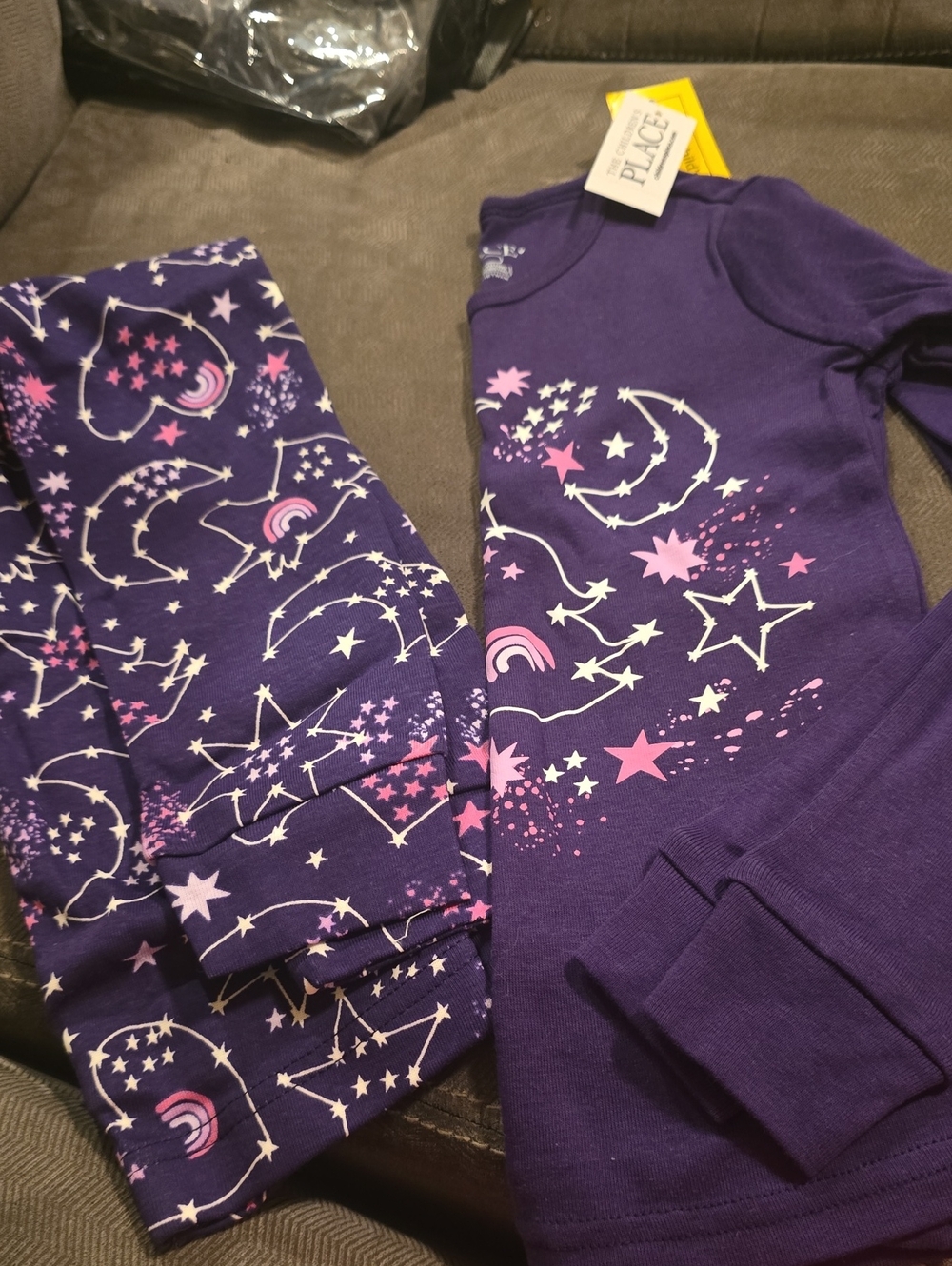 The Children's Place Purple Moon & Star Sleep Set with Pink Accents Glow In Dark